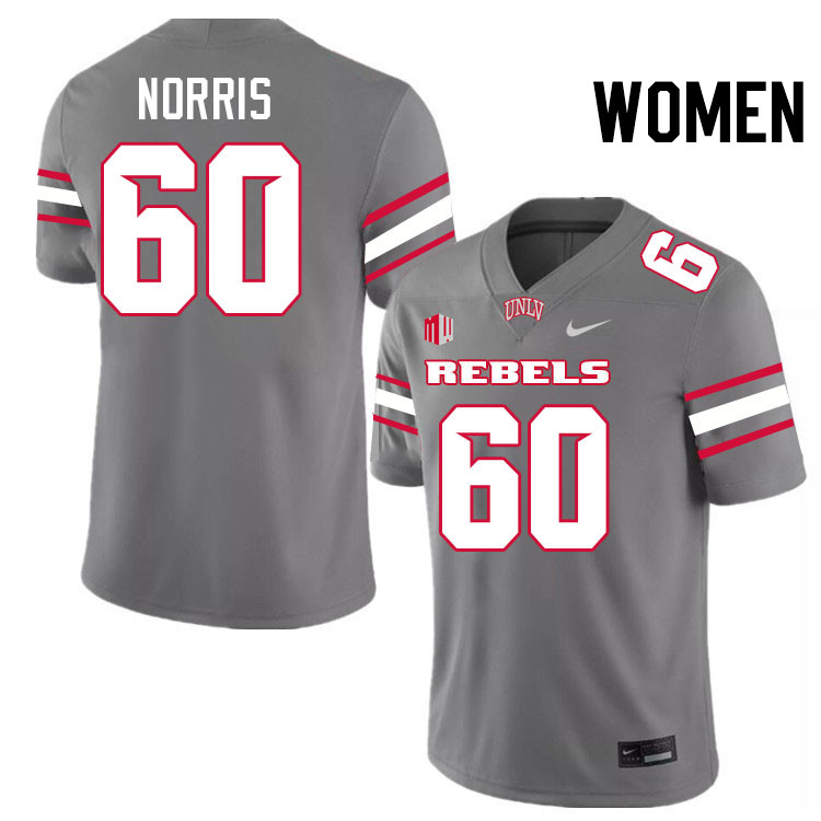 Women #60 Sammy Norris UNLV Rebels College Football Jerseys Stitched-Grey
